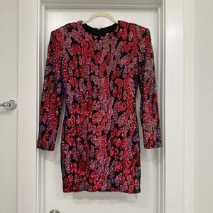 HELSI Milena Black Sequin Long Sleeve Mini Dress Size Medium